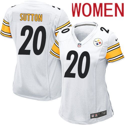Women Pittsburgh Steelers #20 Cameron Sutton Nike White Game NFL Jersey